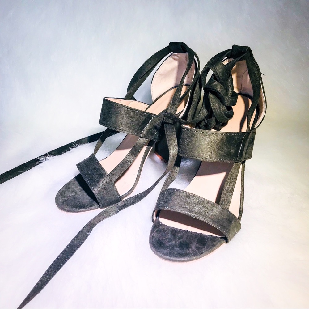 👠 Hot Trendy Sexy Olive Sage Green Lace Up Heels